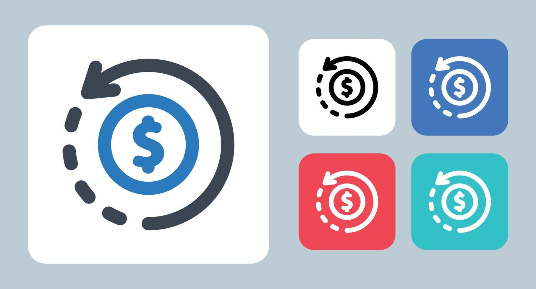 cashback icon - vectorillustratie. contant geld, terug, geld, terugkeer, cashback, terugbetaling, betaling, omgekeerde, lijn, overzicht, plat, pictogrammen. vector