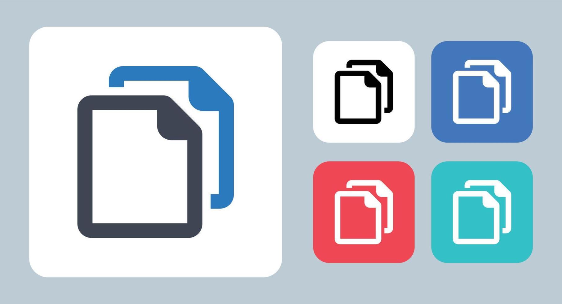 kopieer bestanden icon - vectorillustratie. kopiëren, dupliceren, bestanden, bestand, document, gegevens, plakken, papier, pagina, documenten, lijn, overzicht, plat, pictogrammen. vector