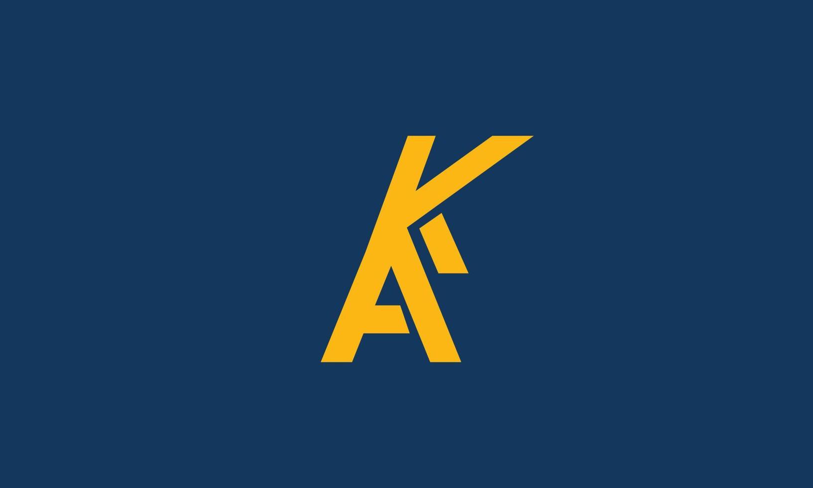 alfabet letters initialen monogram logo ak, ka, a en k vector