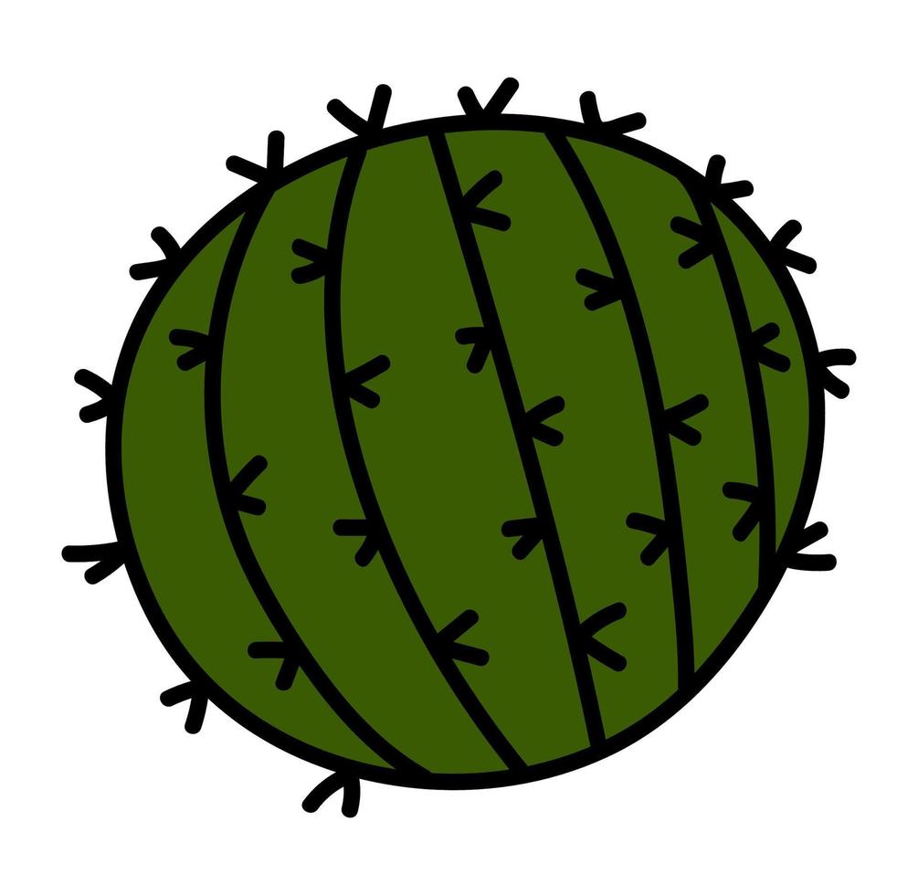 hand getekende geïsoleerde groene cactus sticker. vector doodle schattig cactus pictogram illustratie clipart