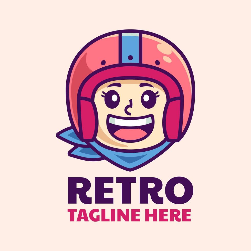 meisje helm cartoon logo ontwerp vector