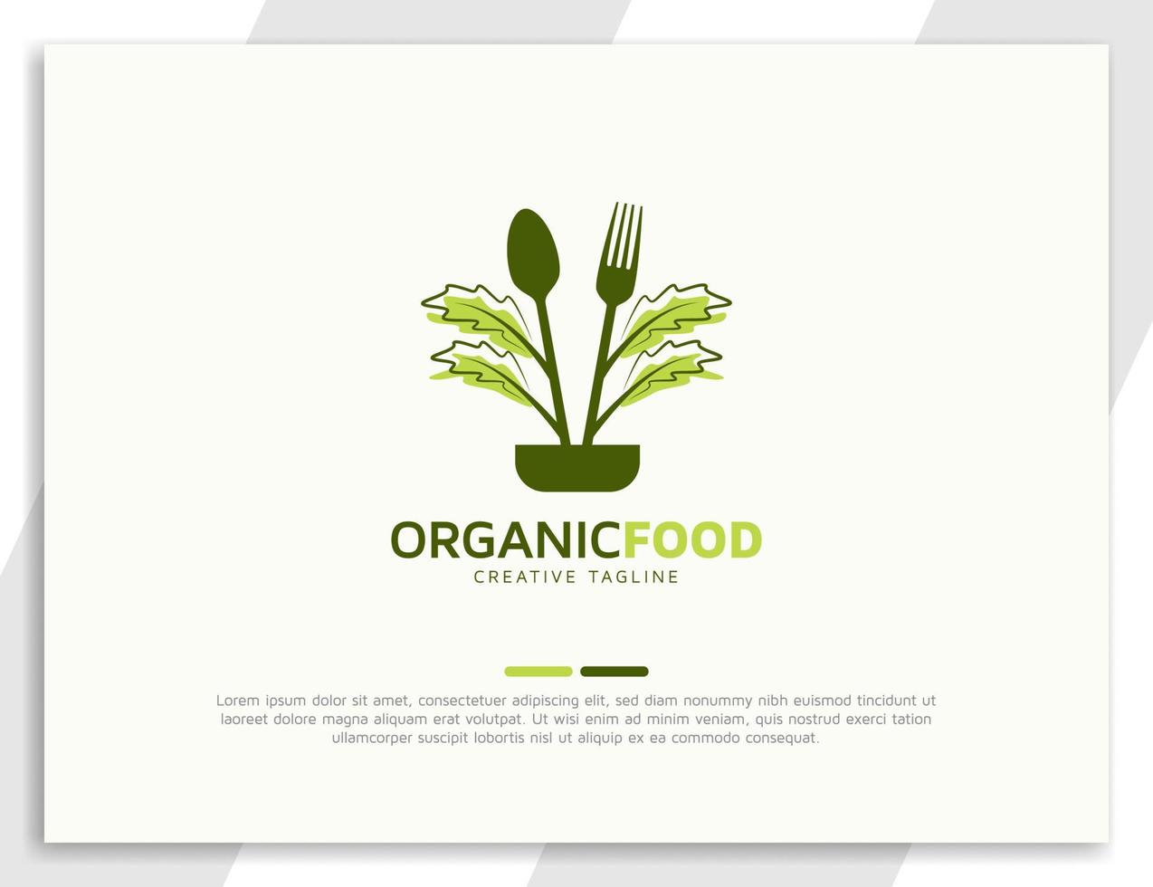 biologisch voedsel logo ontwerpconcept met bladeren, vork en lepel vector