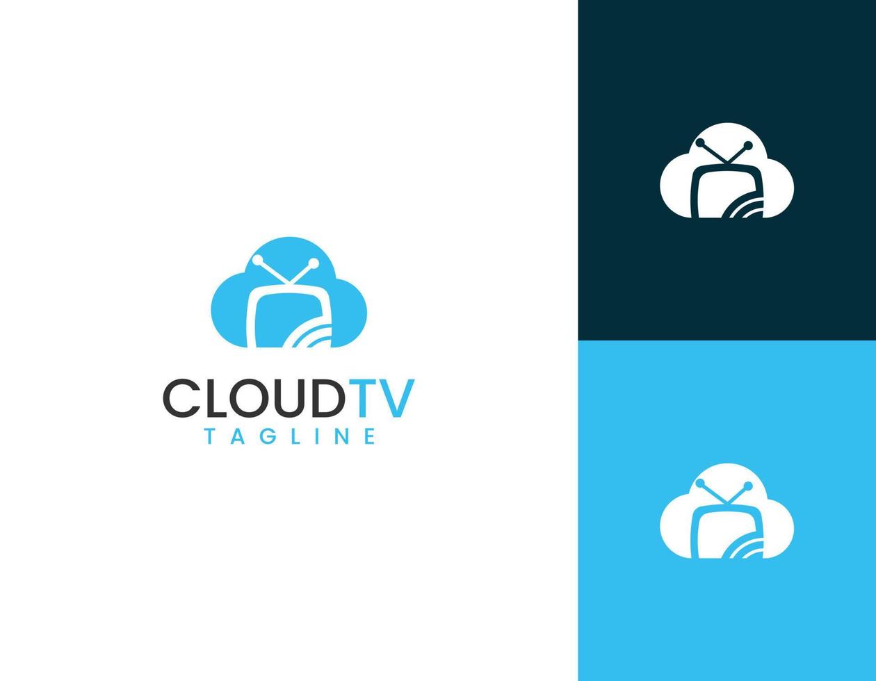 cloud tv logo sjabloon, cloud en tv concept vector