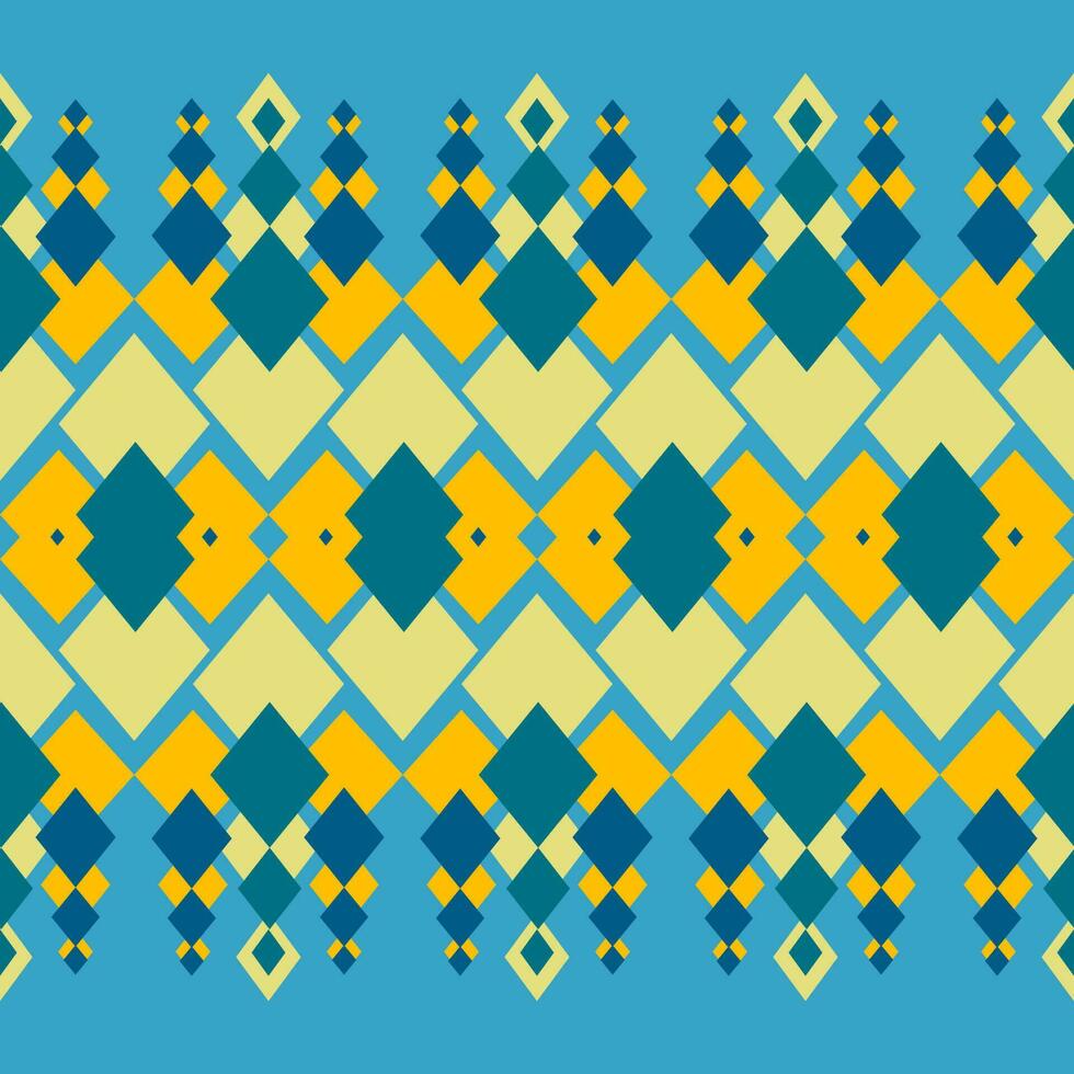 veel ruitvormig patroonontwerp, gele en blauwe, blauwe achtergrond. vector