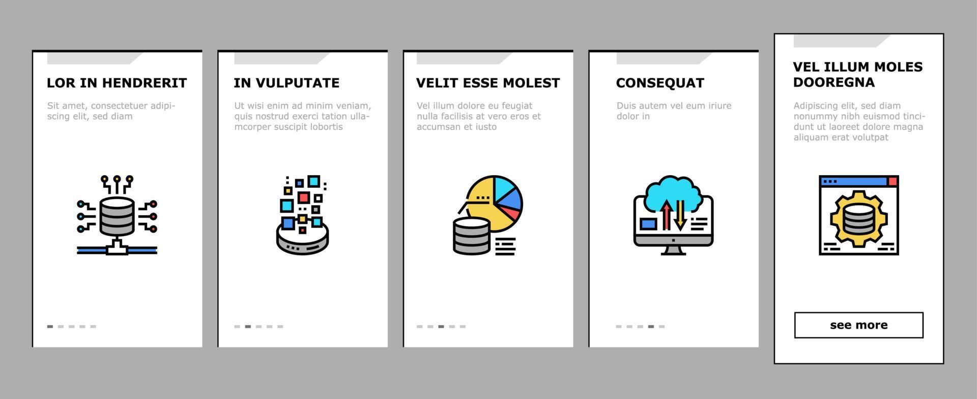 digitale verwerking onboarding pictogrammen instellen vector