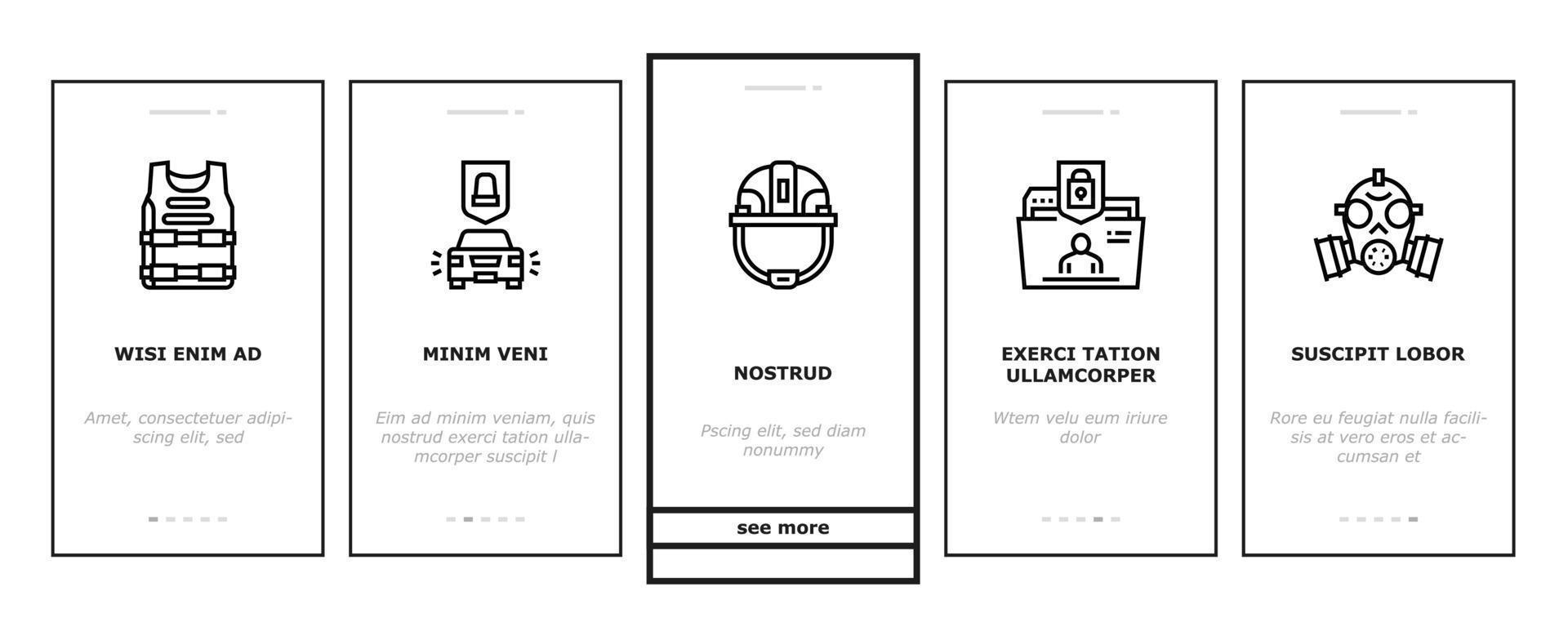 bescherm technologie onboarding pictogrammen instellen vector