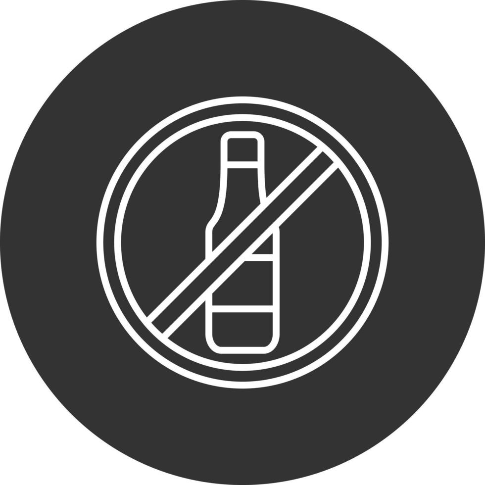 geen alcohol lijn omgekeerd pictogram vector