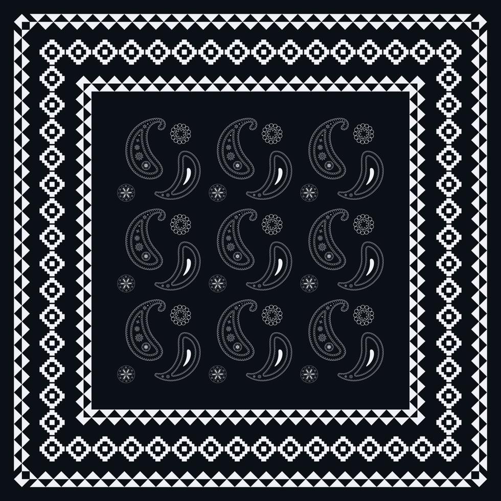bandana paisley sjaal ontwerp voor vrouw hijab, boho tapijt, bandana, dassen, batik, tapijt, sjaal, kussensloop. vierkant patroon vector