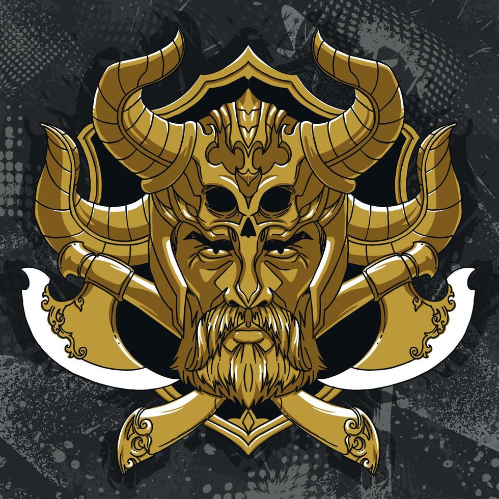 gouden viking hoofd symbool illustratie vector