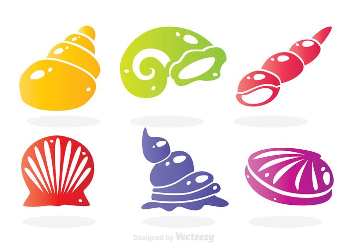 Sea Shell Kleuren Pictogrammen vector