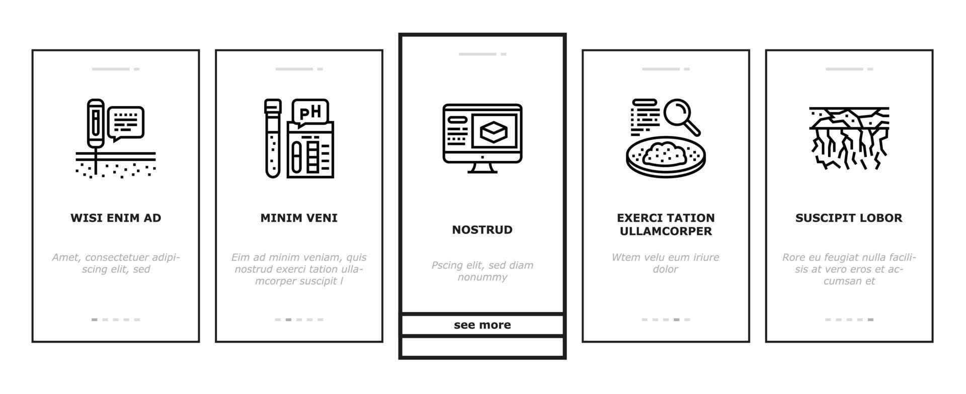 bodem testen natuur onboarding pictogrammen instellen vector