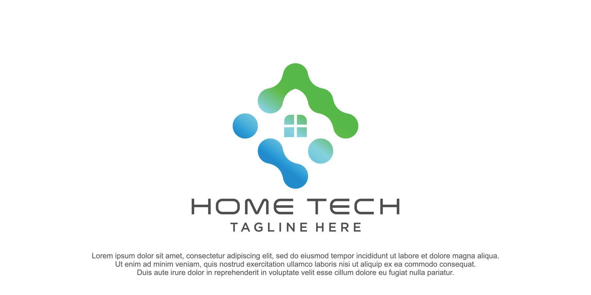 home tech-logo met creatief ontwerp premium vector