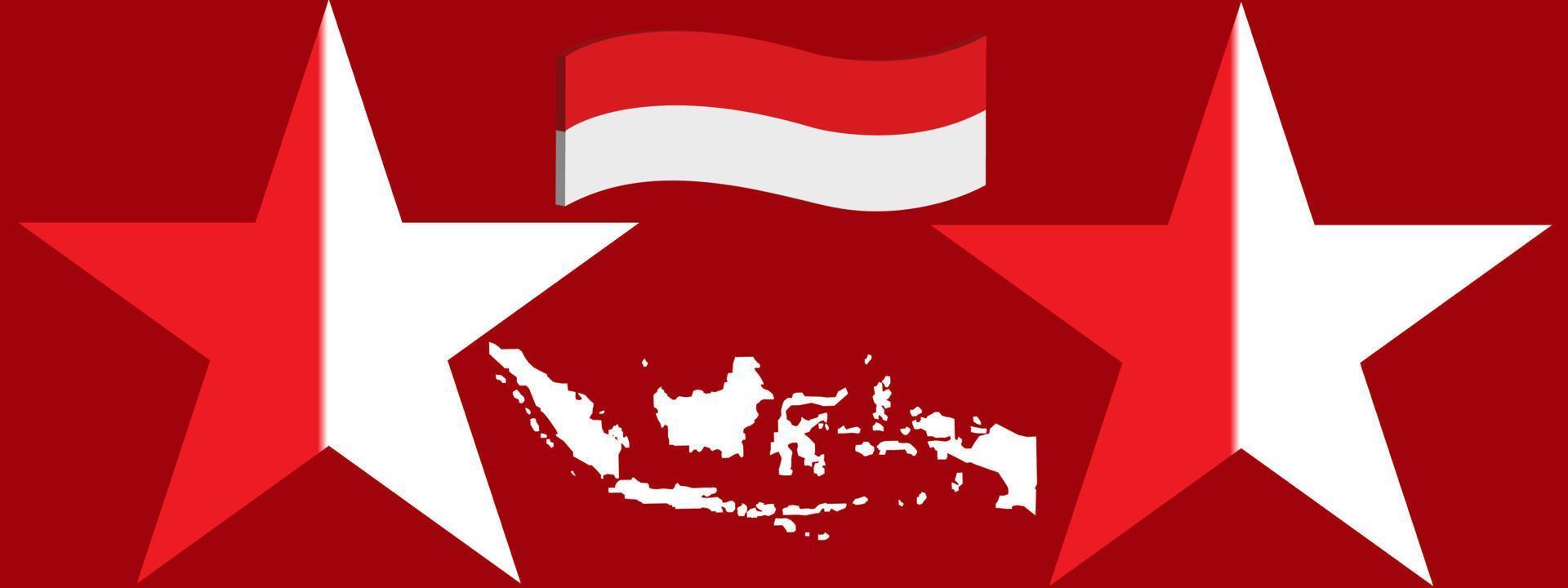 vlag achtergrond met sterren en de kaart van de Indonesische onafhankelijkheid. voor Indonesië vlag pictogrammen in de vorm van een vierkant. vector