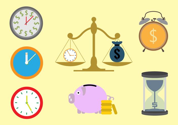 Vectorillustraties voor "Time is Money" -concept vector