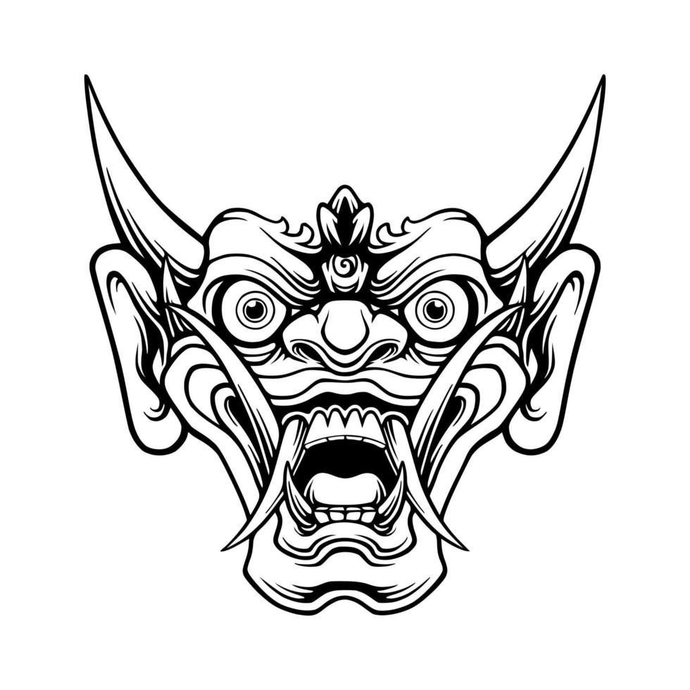 samurai masker zwart-wit vector design art