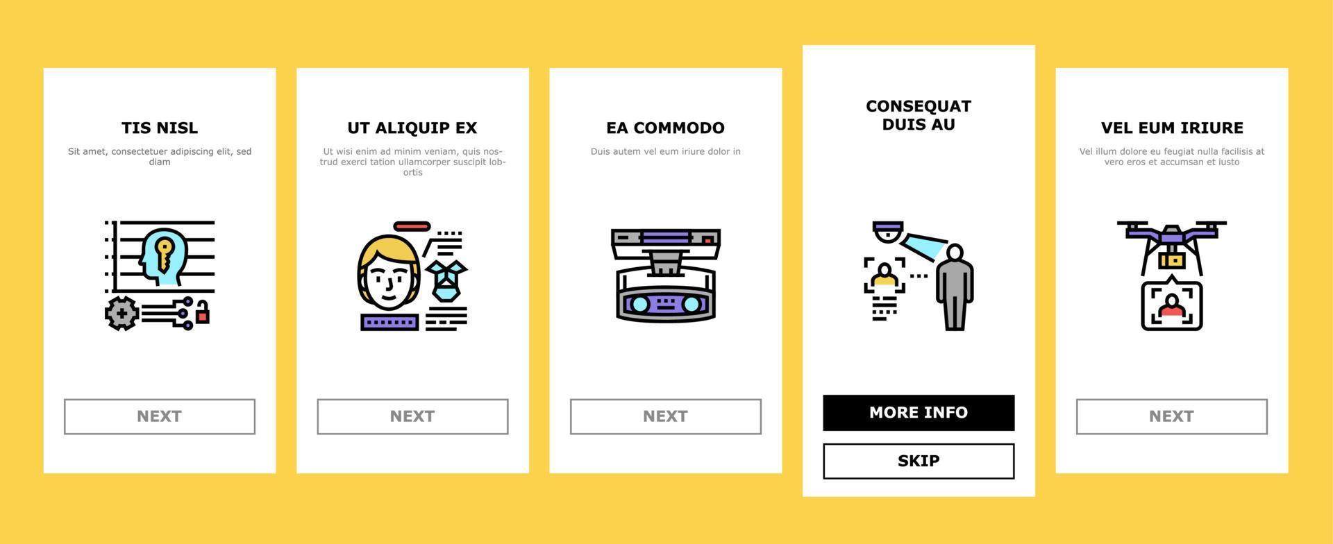 gezicht id technologie onboarding pictogrammen instellen vector