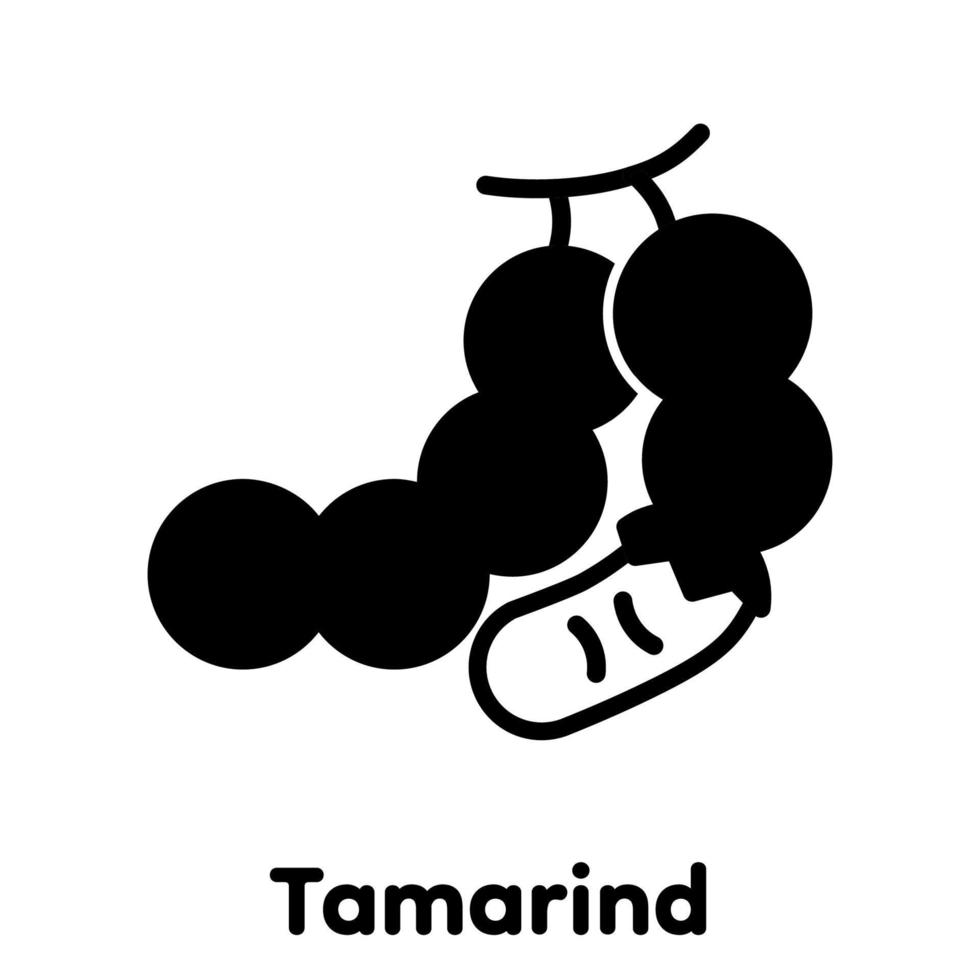 tamarinde glyph pictogram, vector illustratie.