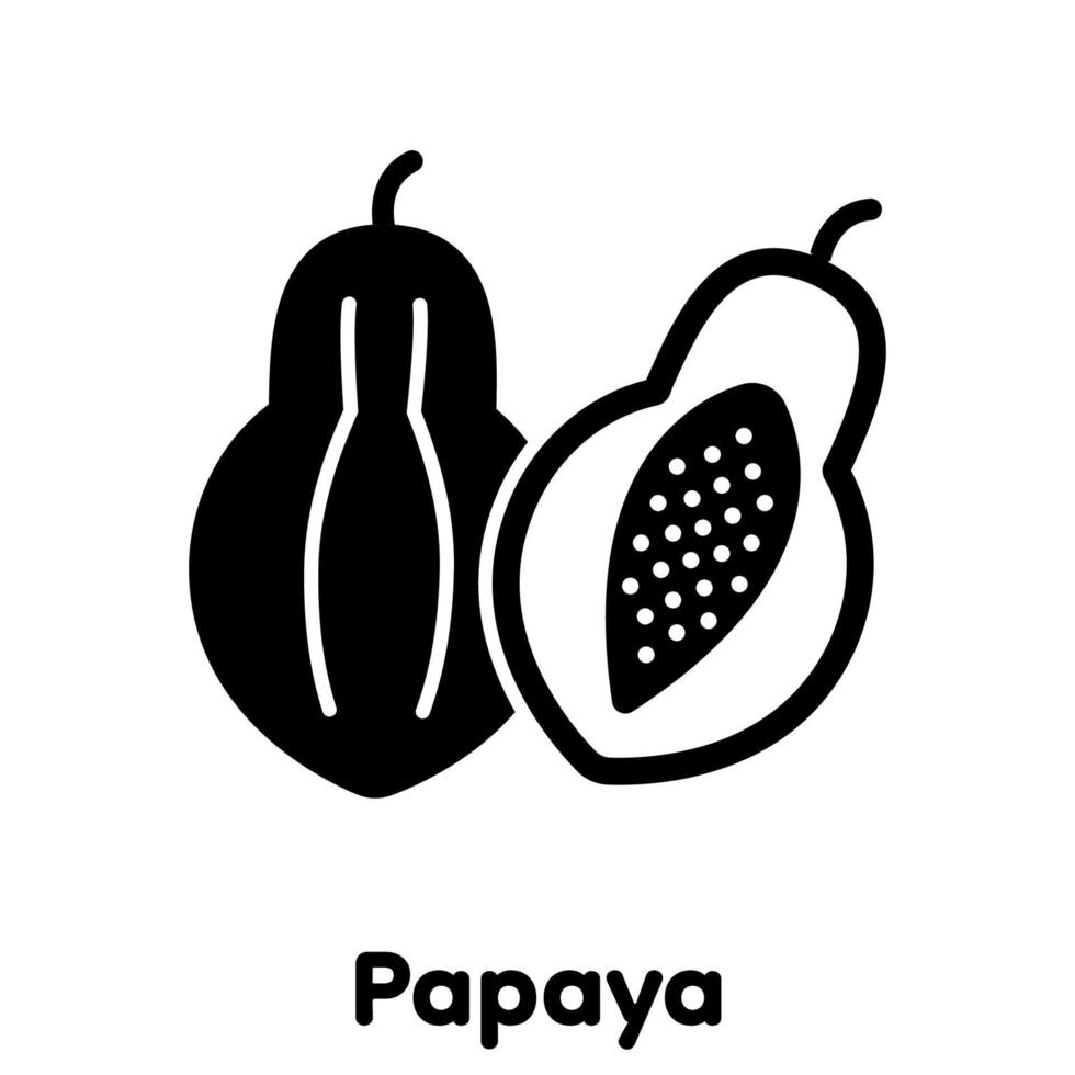 papaya glyph pictogram, vector illustratie.