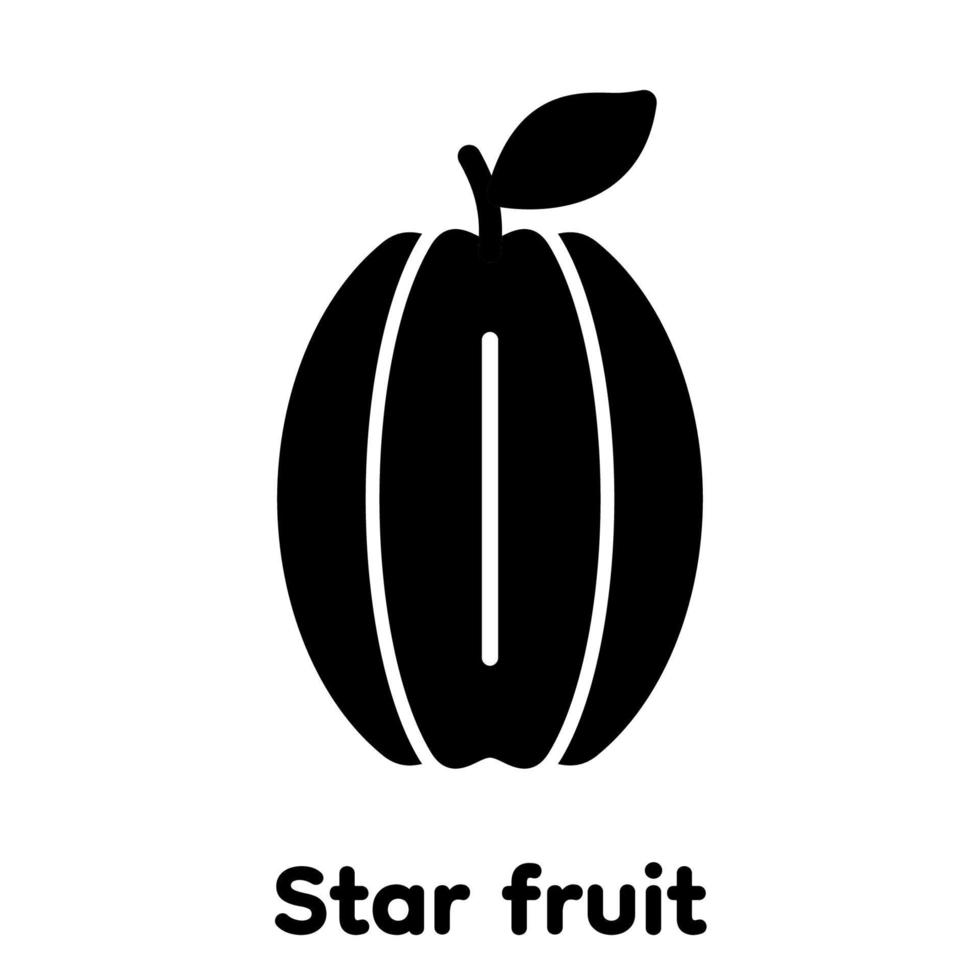 ster fruit glyph pictogram, vector illustratie.