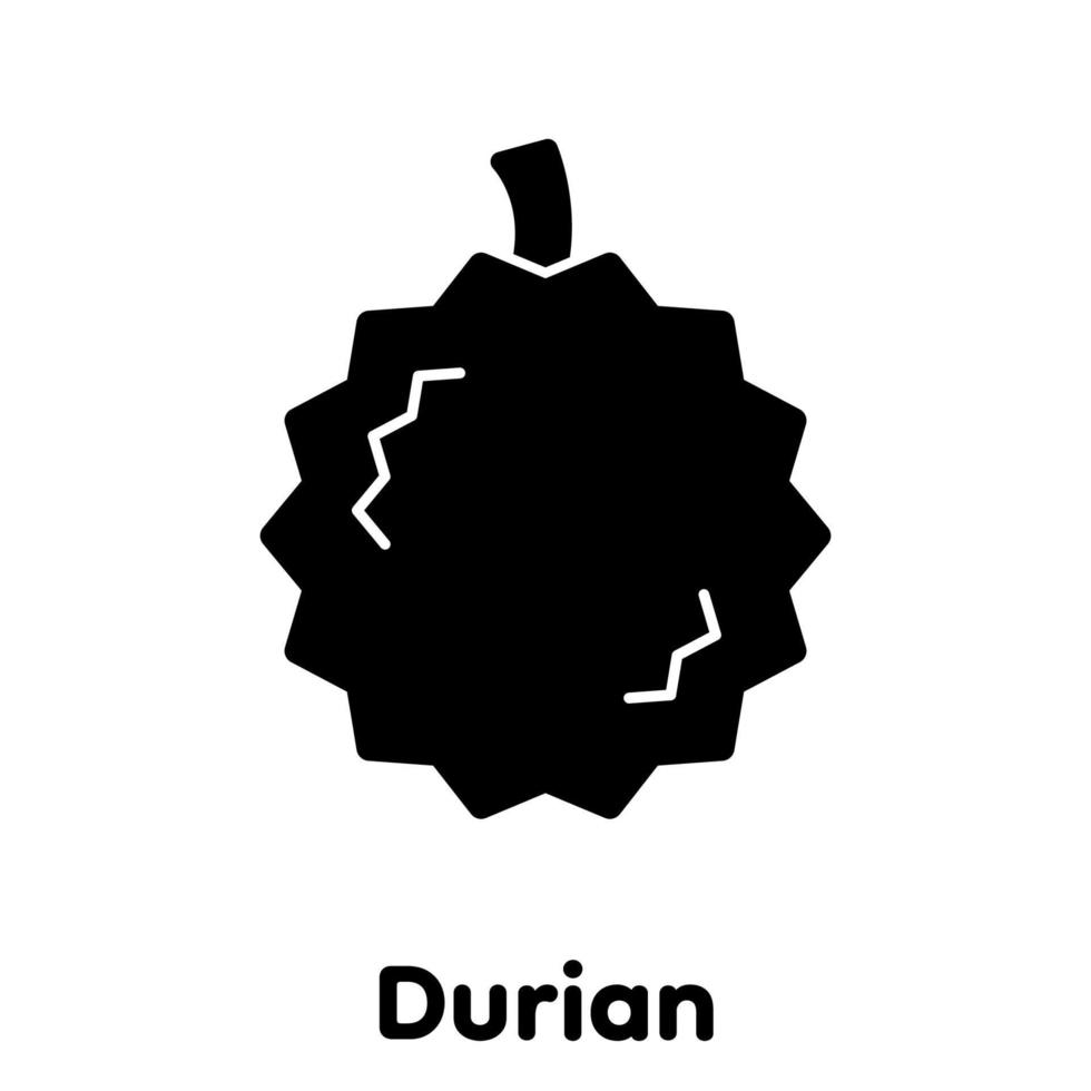 durian glyph pictogram, vector illustratie.