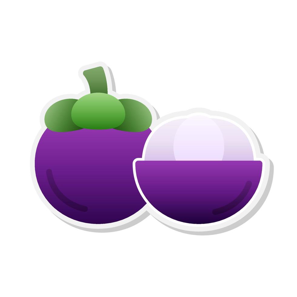 mangosteen sticker pictogram, vector illustratie.