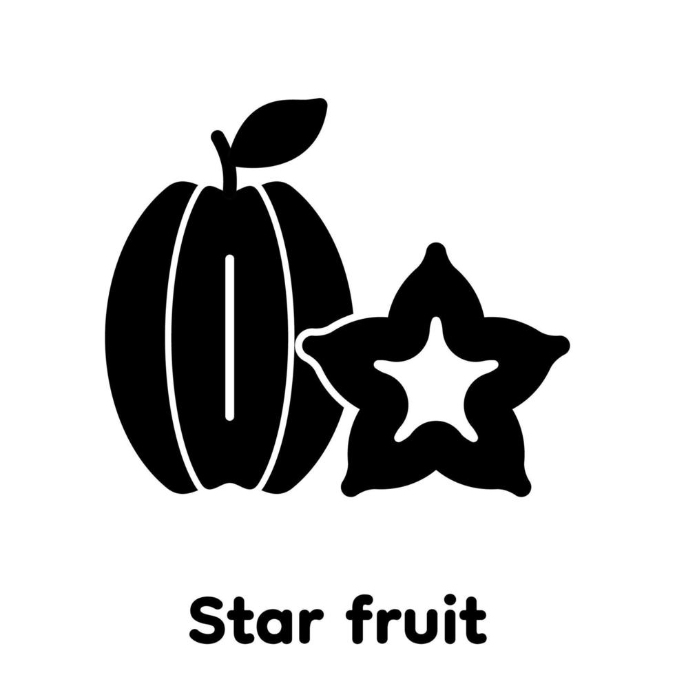 ster fruit glyph pictogram, vector illustratie.