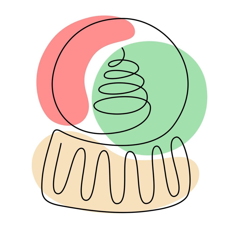 ononderbroken één lijnkunst van sneeuwbol. lineaire stijl en handgetekende logo. prettige kerstdagen en gelukkig nieuwjaar concept. vector