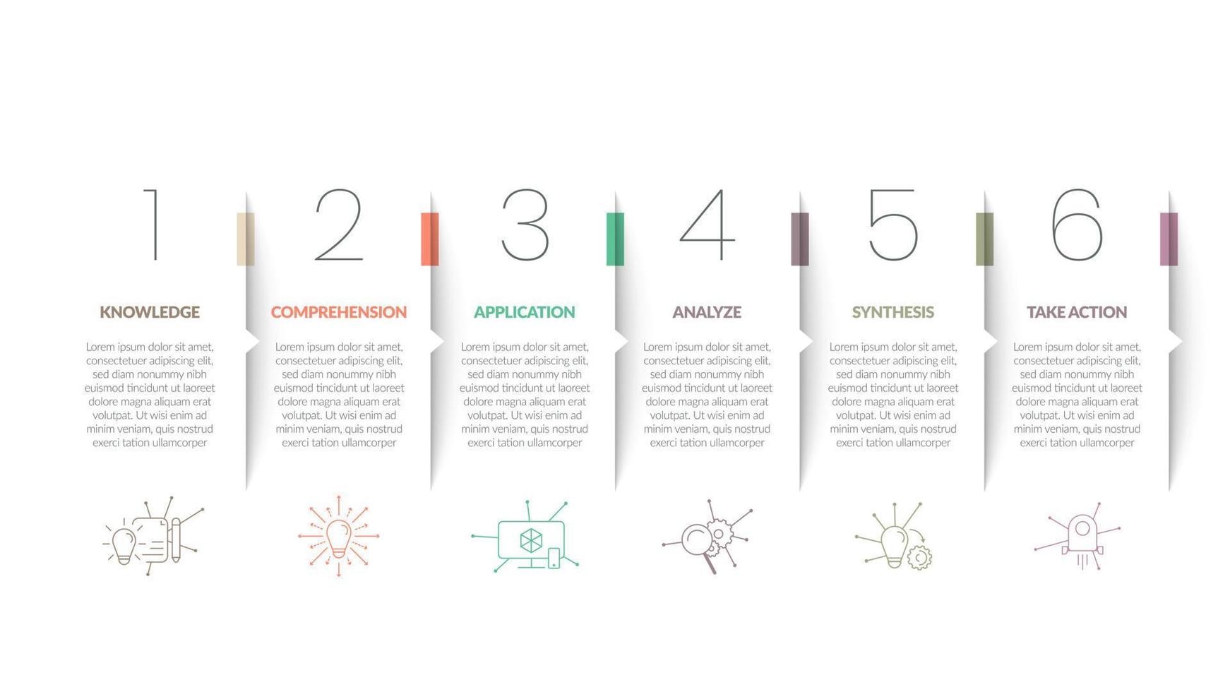 creatieve minimale zakelijke infographic template.timeline processen met papier gesneden ontwerp en 6 opties, stappen of onderdelen voor banner of dia presentatie.simple workflow layout ontwerpelement met pictogrammen. vector