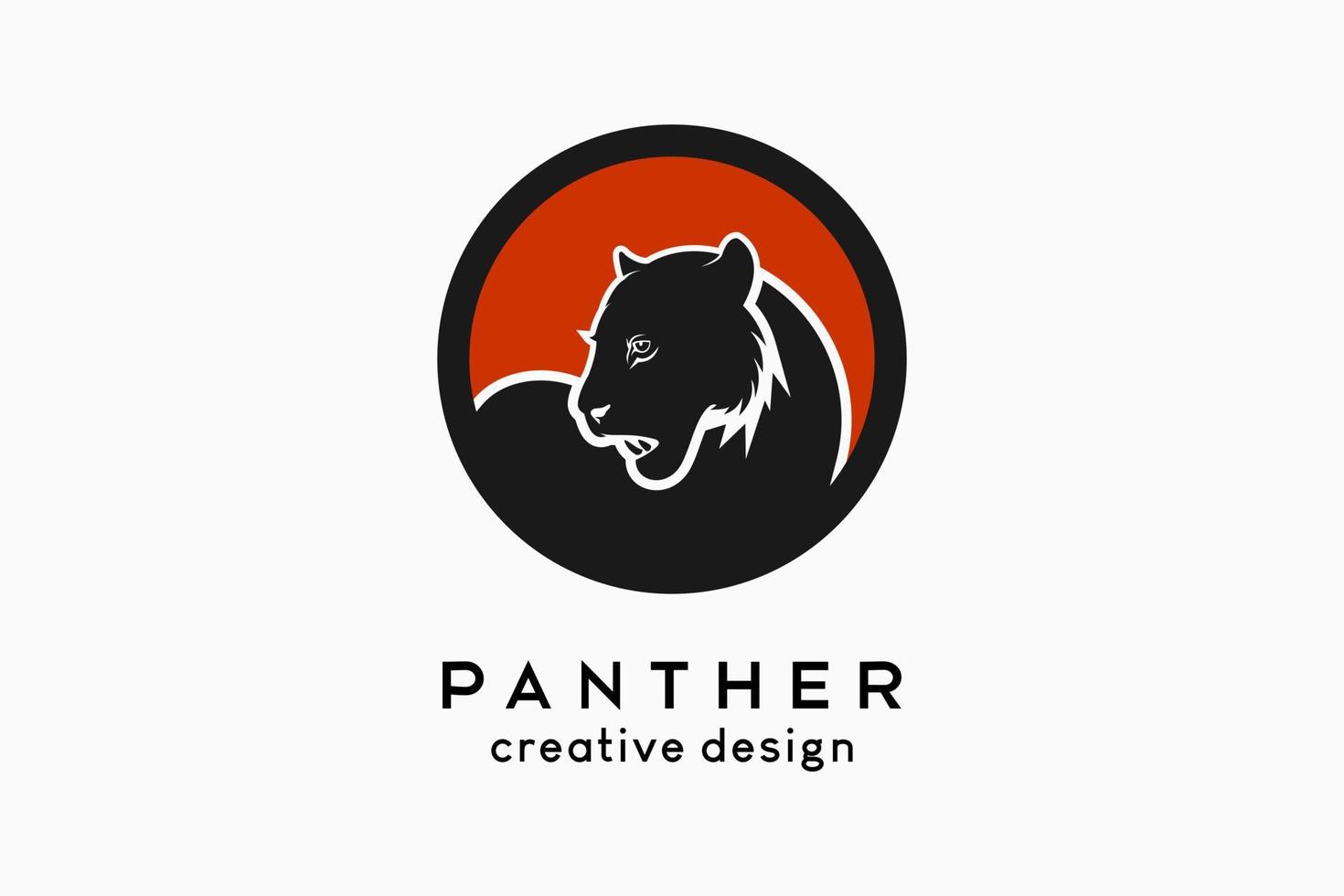 panter-logo-ontwerp, panter-silhouet in een cirkel met eenvoudig creatief concept vector