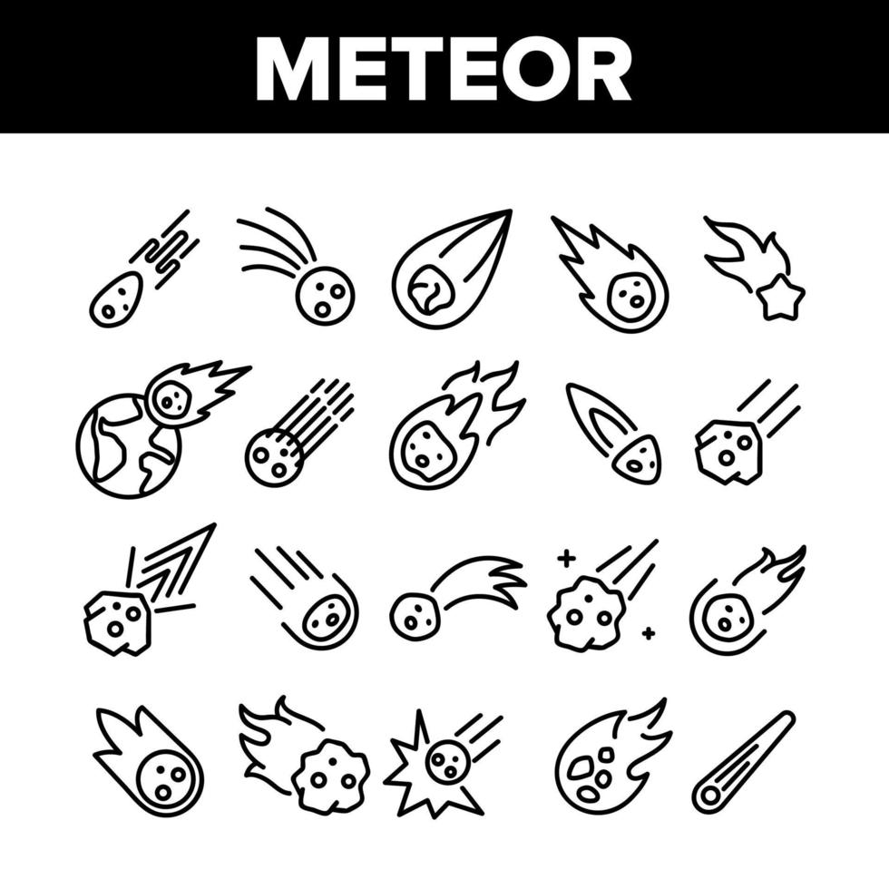 meteoor kosmisch lichaam collectie iconen set vector