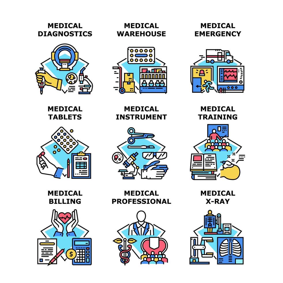 medische gezondheidszorg set iconen vector illustraties
