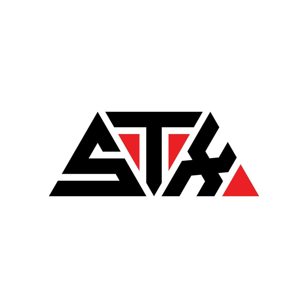 stx driehoek brief logo ontwerp met driehoekige vorm. stx driehoek logo ontwerp monogram. stx driehoek vector logo sjabloon met rode kleur. stx driehoekig logo eenvoudig, elegant en luxueus logo. stx