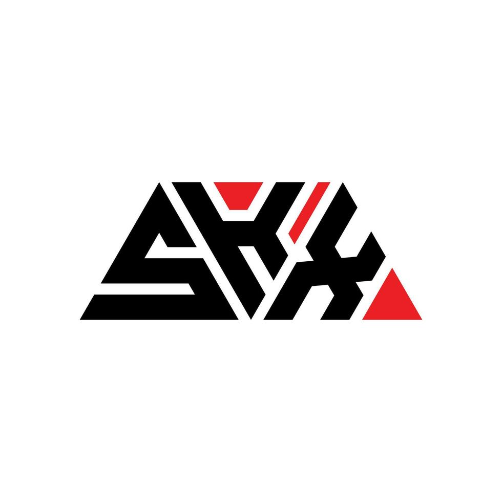 skx driehoek brief logo ontwerp met driehoekige vorm. skx driehoek logo ontwerp monogram. skx driehoek vector logo sjabloon met rode kleur. skx driehoekig logo eenvoudig, elegant en luxueus logo. skx