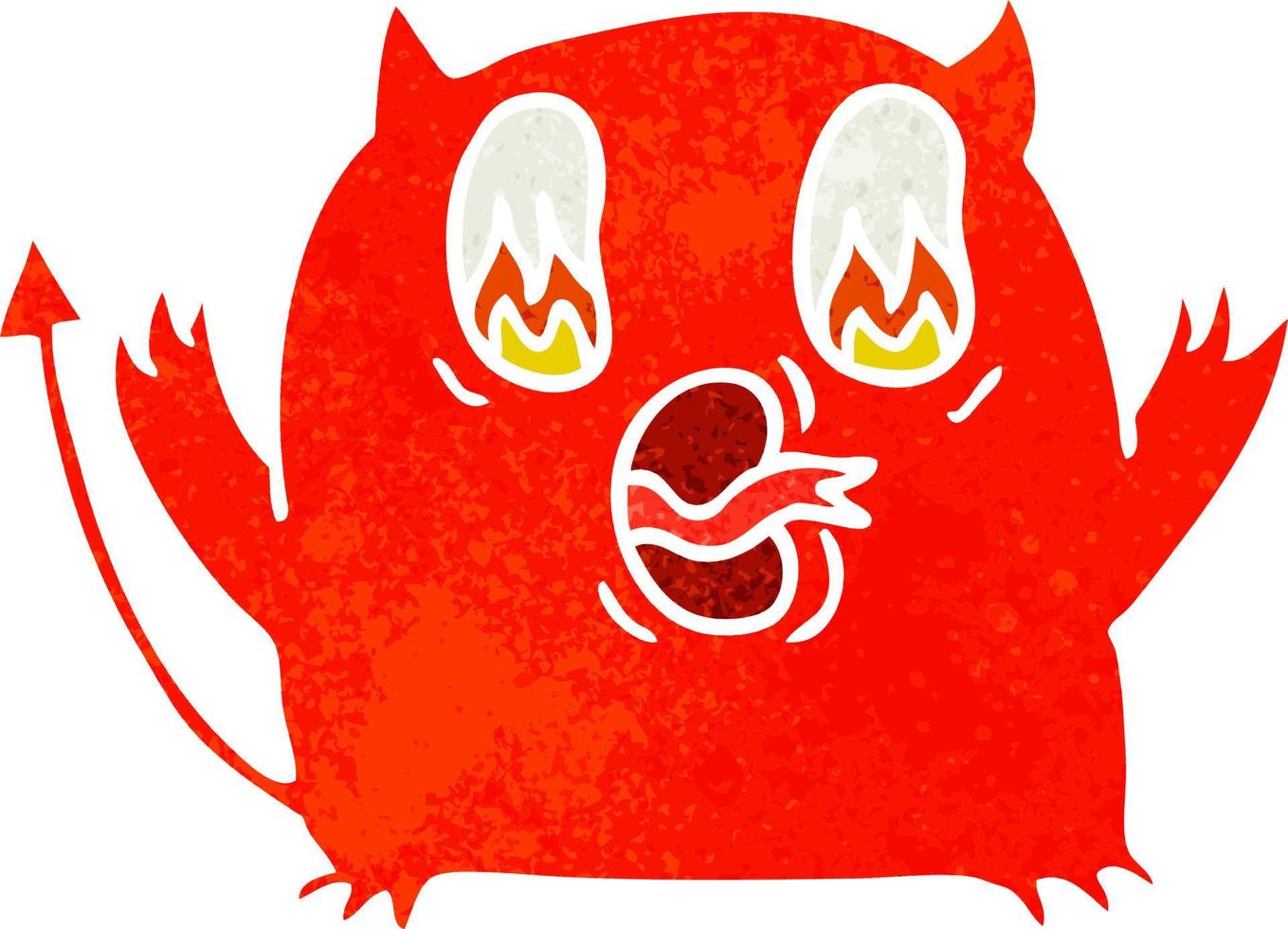 retro cartoon van schattige kawaii rode demon vector