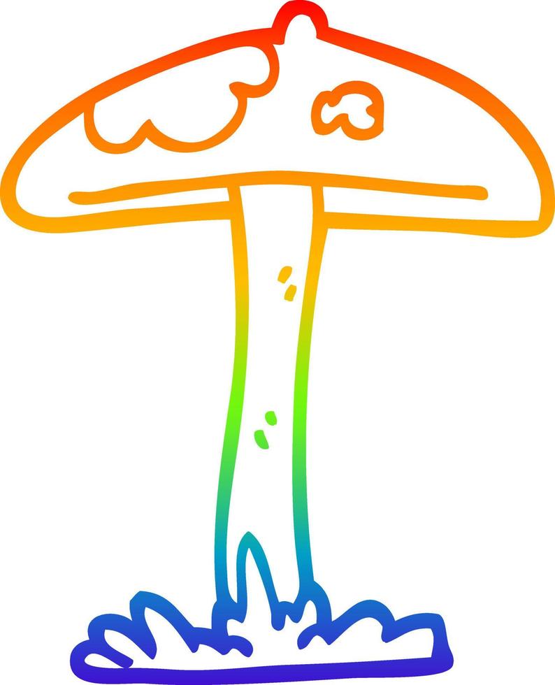 regenbooggradiënt lijntekening cartoon paddestoel vector