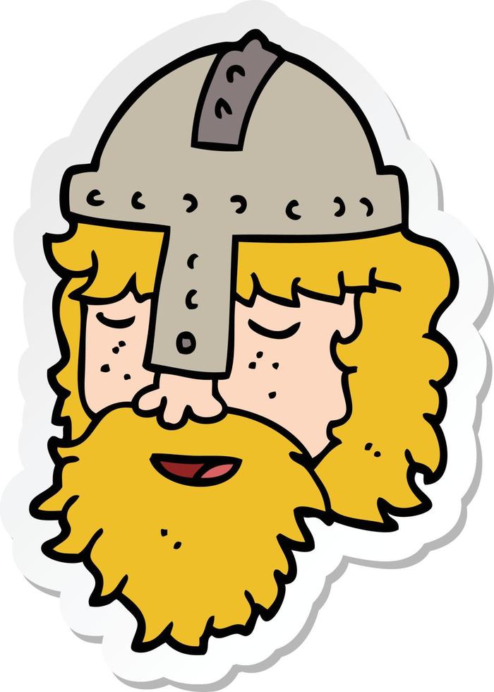 sticker van een cartoon vikinggezicht vector