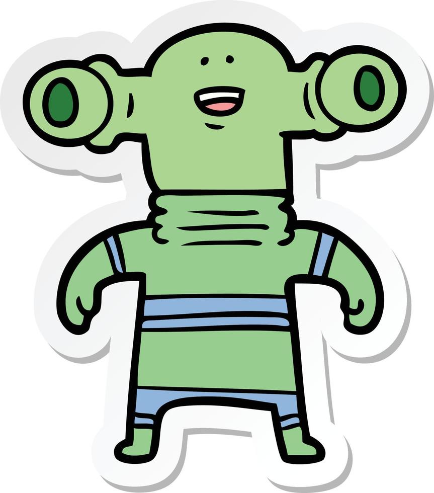 sticker van een vriendelijke cartoon alien vector