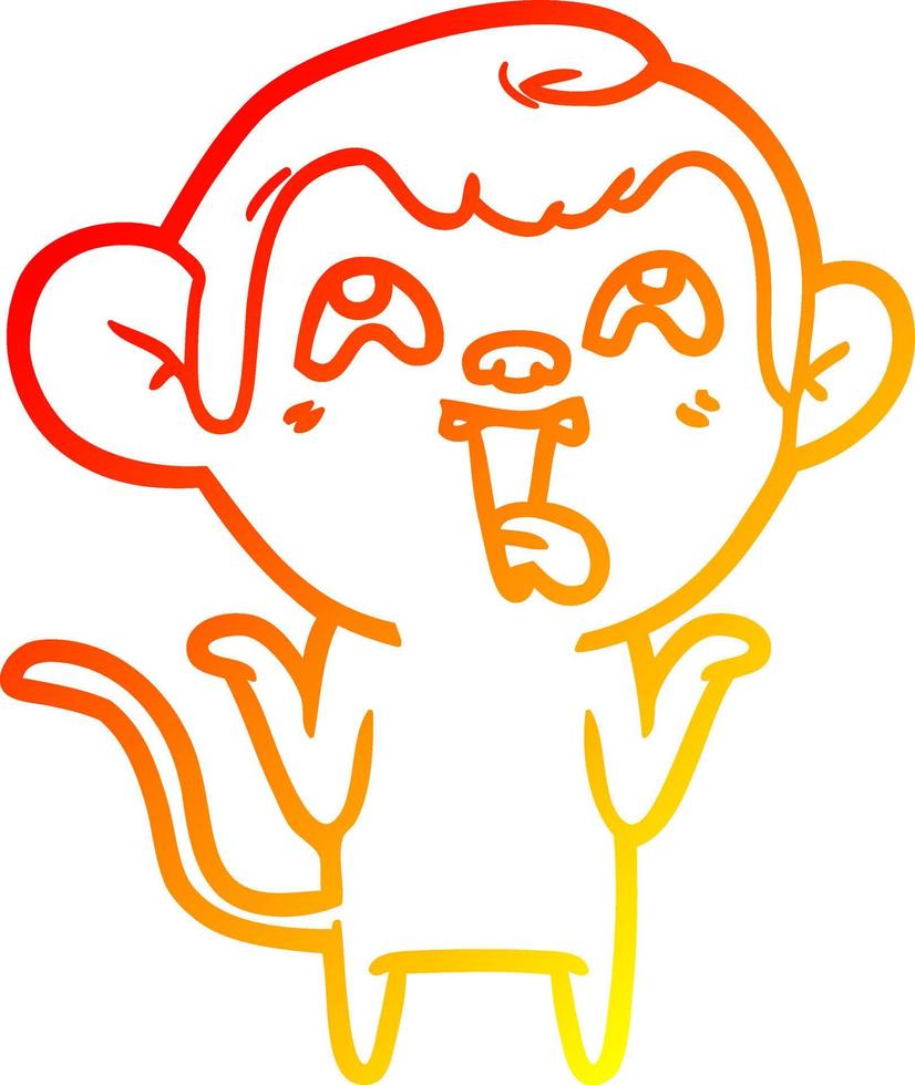 warme gradiënt lijntekening gekke cartoon aap vector