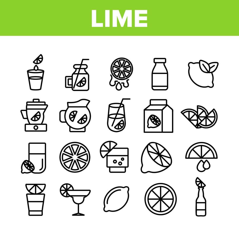 limoen fruit collectie elementen pictogrammen instellen vector