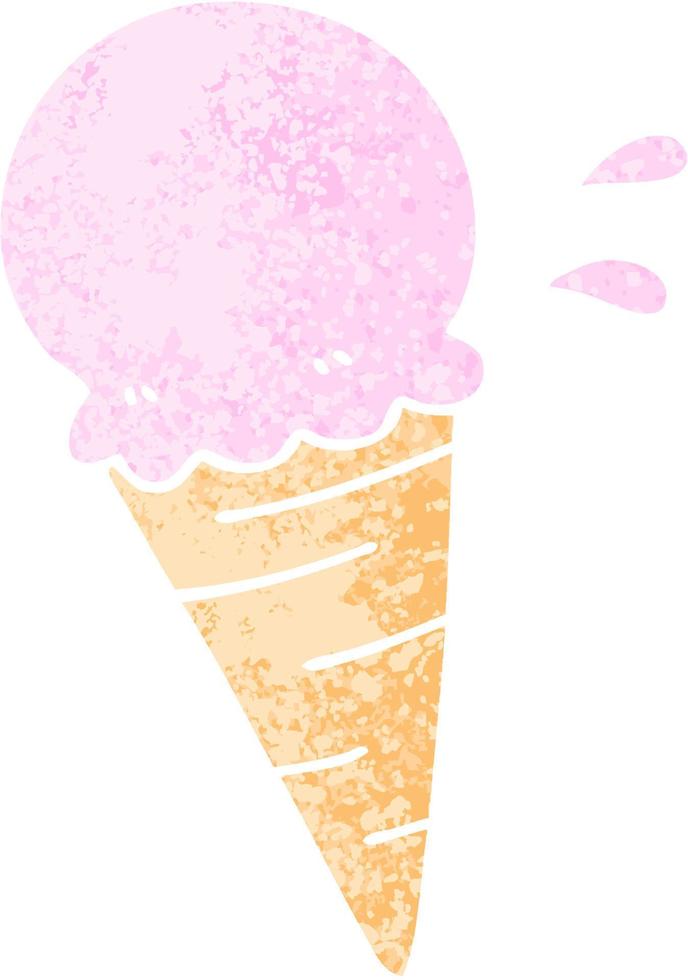 eigenzinnige retro illustratiestijl cartoon vanille-ijs vector