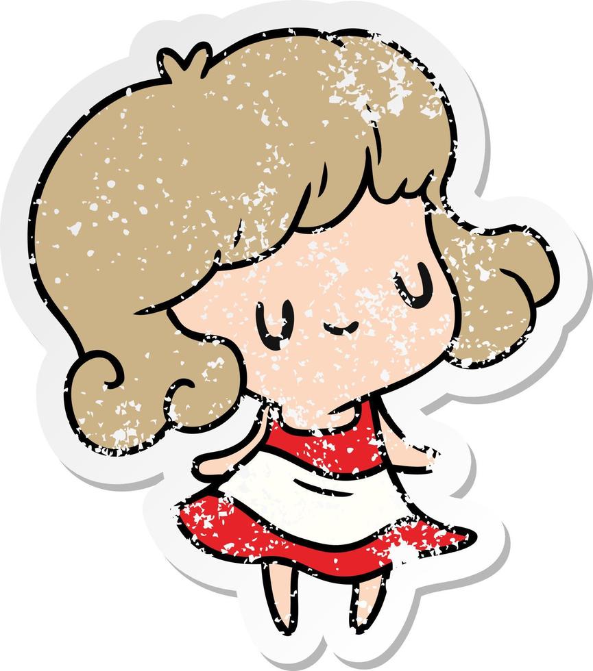 noodlijdende sticker cartoon kawaii van schattig meisje vector