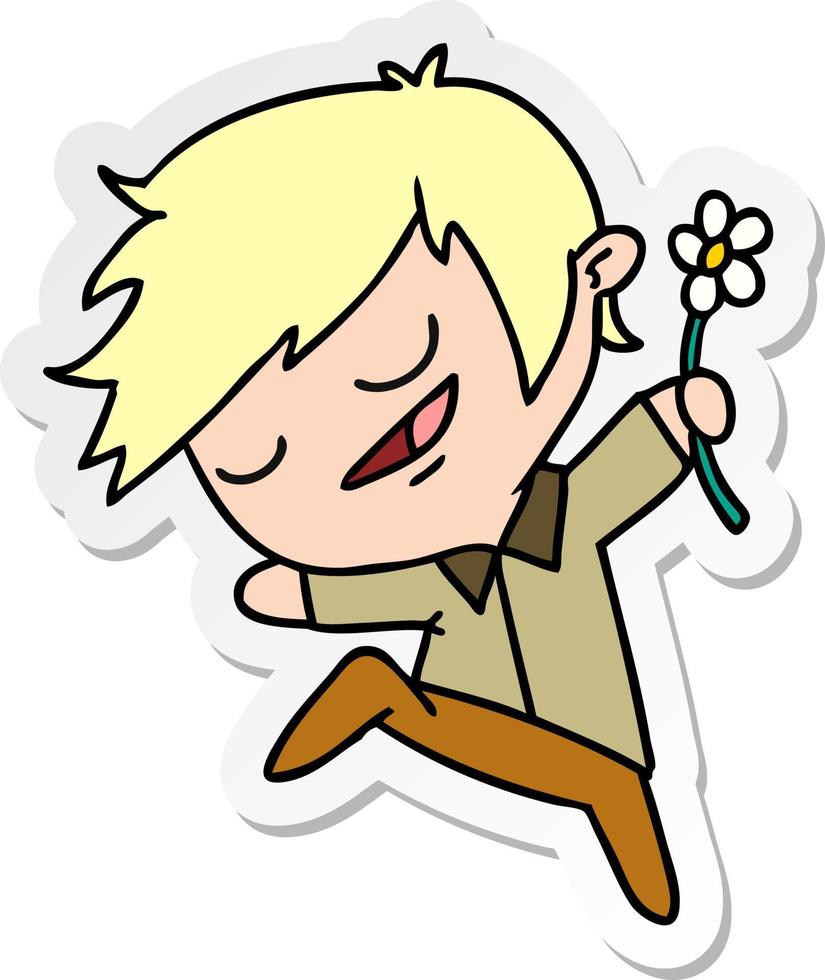 sticker cartoon van kawaii schattige jongen vector