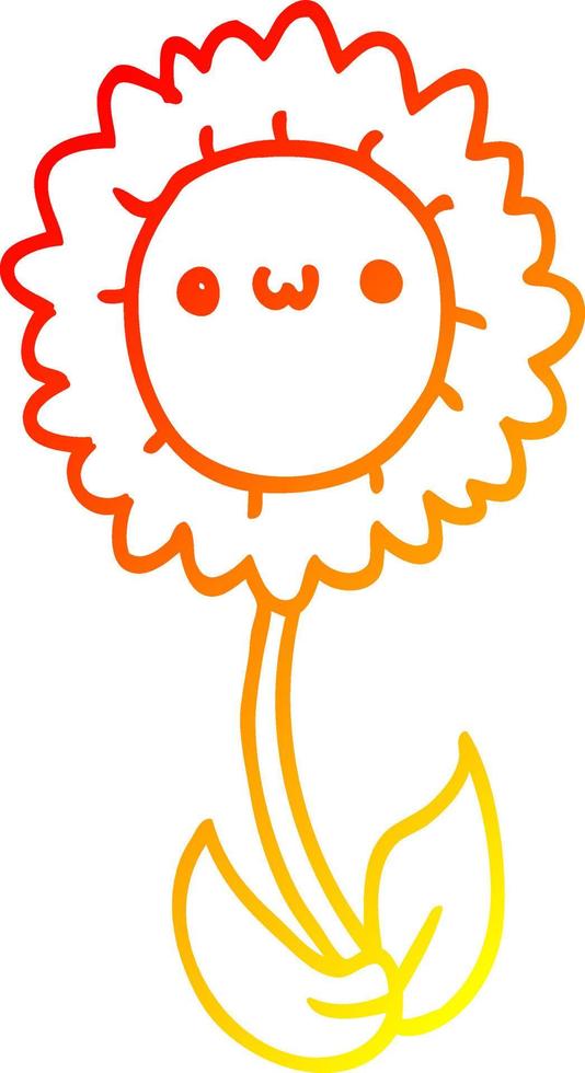 warme gradiënt lijntekening cartoon bloem vector