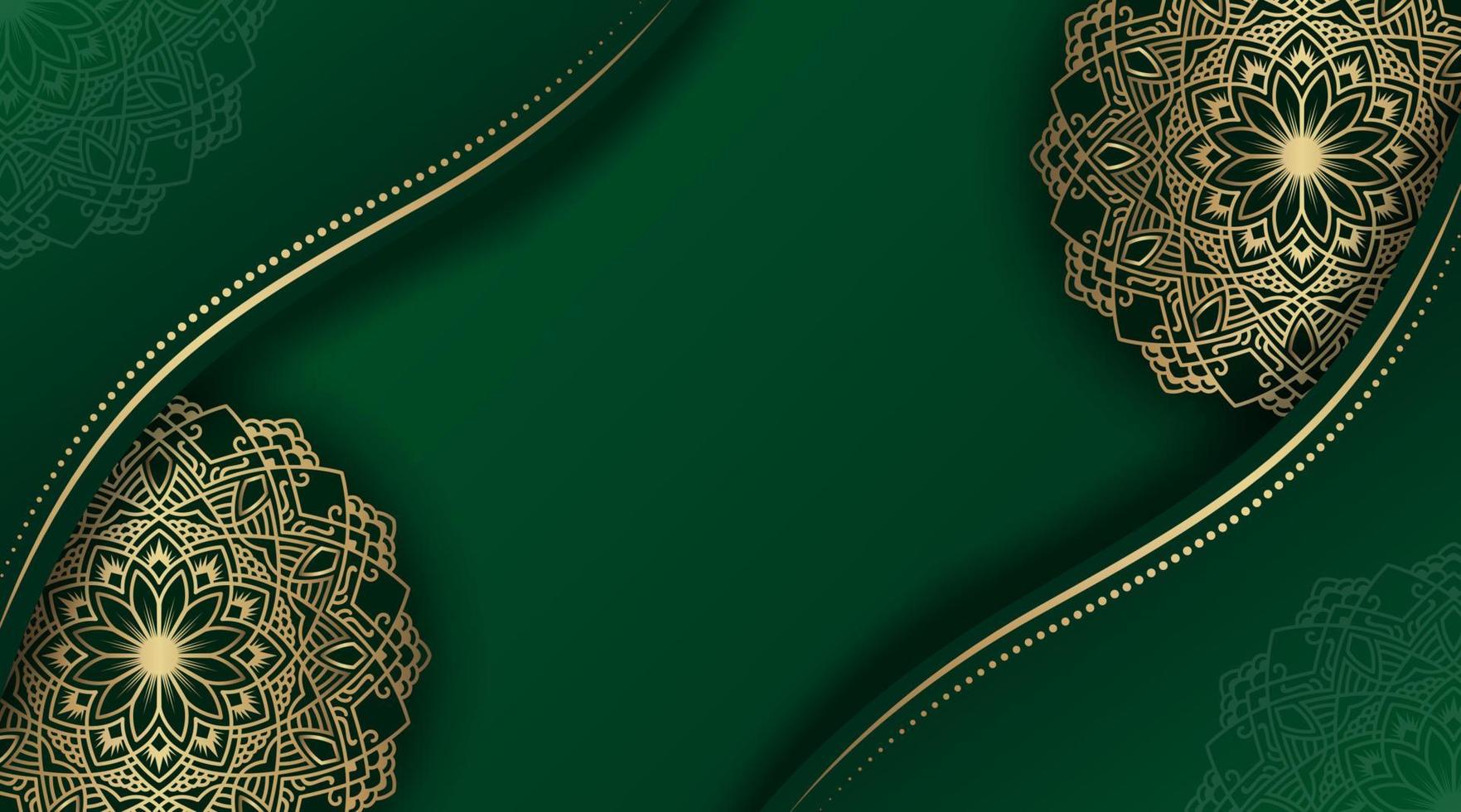 luxe groene achtergrond met gouden mandala vector