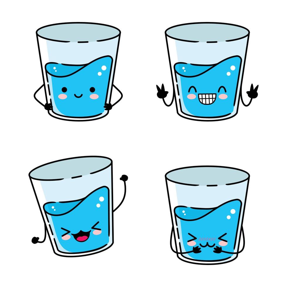 vectorillustratie van schattig glas water emoji vector