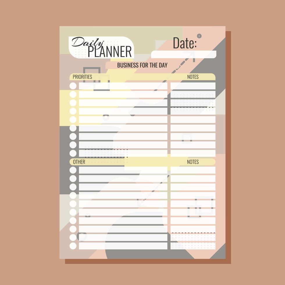 budgetplanner voor de dag a4-formaat geometrische achtergrond vector