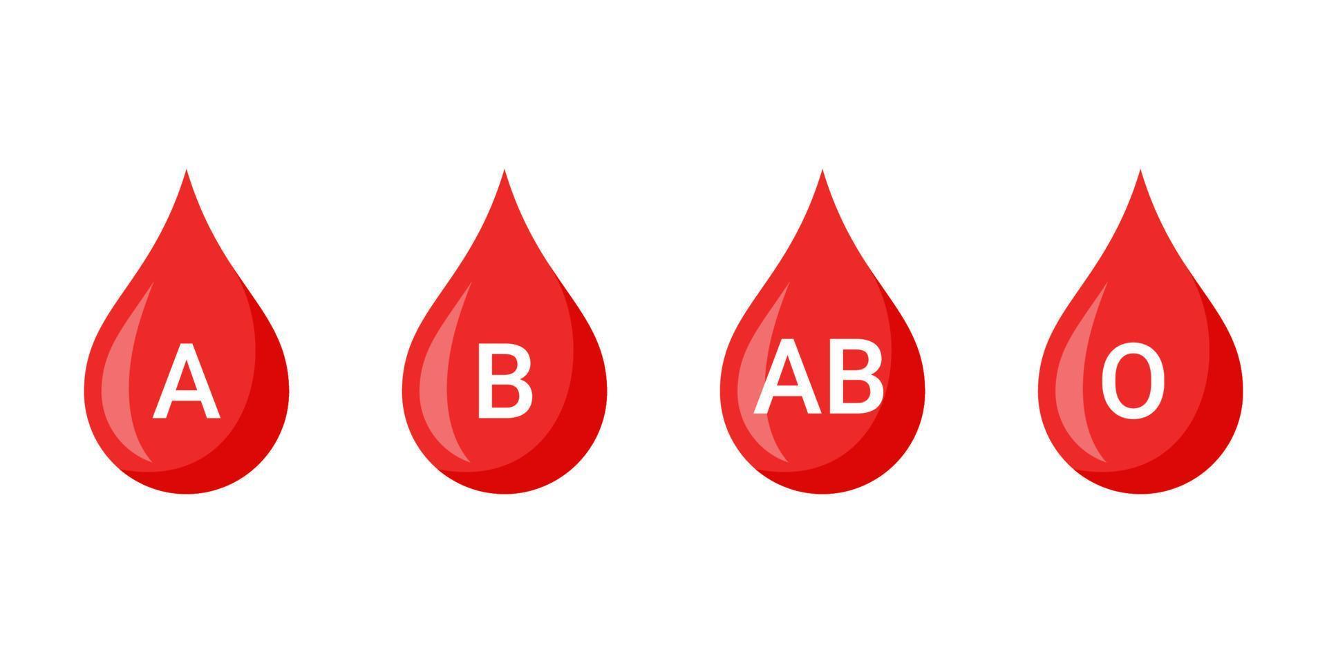bloedgroep pictogrammen geïsoleerd op een witte achtergrond. vector