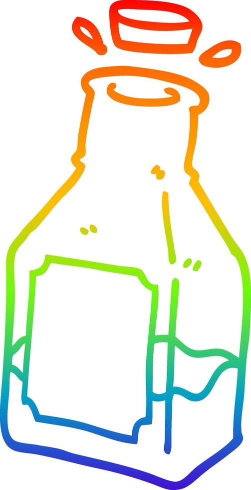 regenbooggradiënt lijntekening cartoon drankje in karaf vector