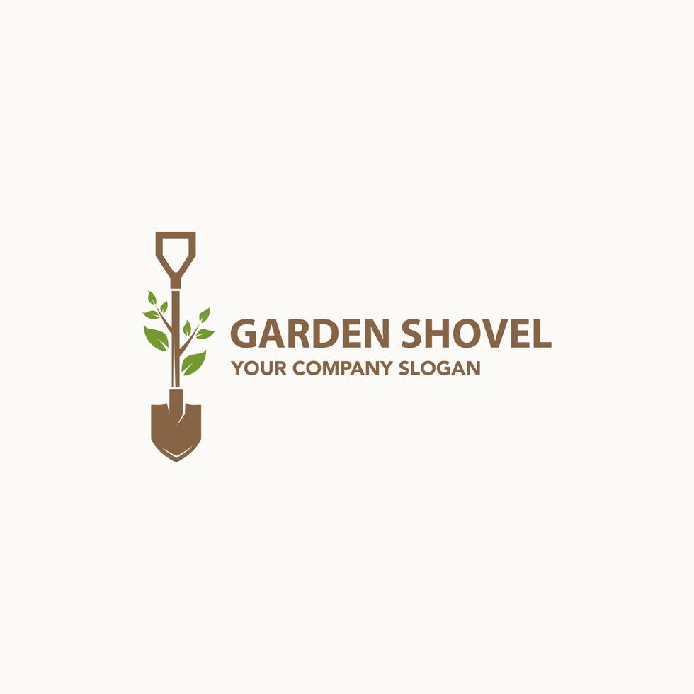 tuin schop logo - vectorillustratie, tuin schop embleem ontwerp op een witte achtergrond. geschikt voor uw ontwerpbehoefte, logo, illustratie, animatie, enz. vector