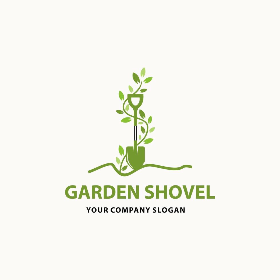 tuin schop logo - vectorillustratie, tuin schop embleem ontwerp op een witte achtergrond. geschikt voor uw ontwerpbehoefte, logo, illustratie, animatie, enz. vector